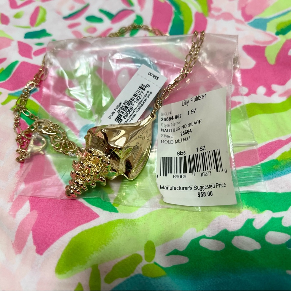 πππ π NWT Lilly Pulitzer Nautilus Gold Necklace - Picture 8 of 11